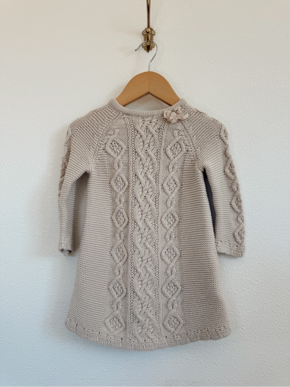 Cupcakes and Cashmere Baby Cable Knit Sweater Dress 18M Beige